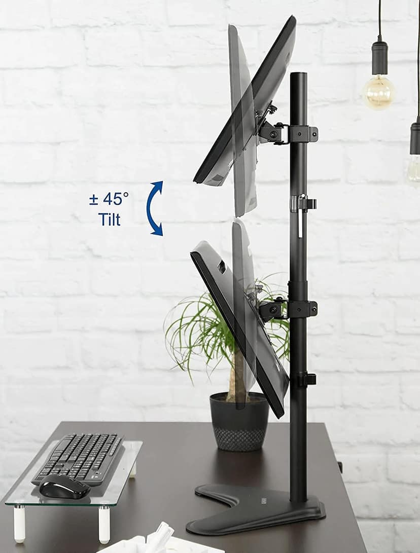 Dual Monitor LED Stand Adjustable Straight Leg Mount for 13"(33.02cm) and 32"(81.28cm) Screens Heavy Duty Desktop Clamp view 6