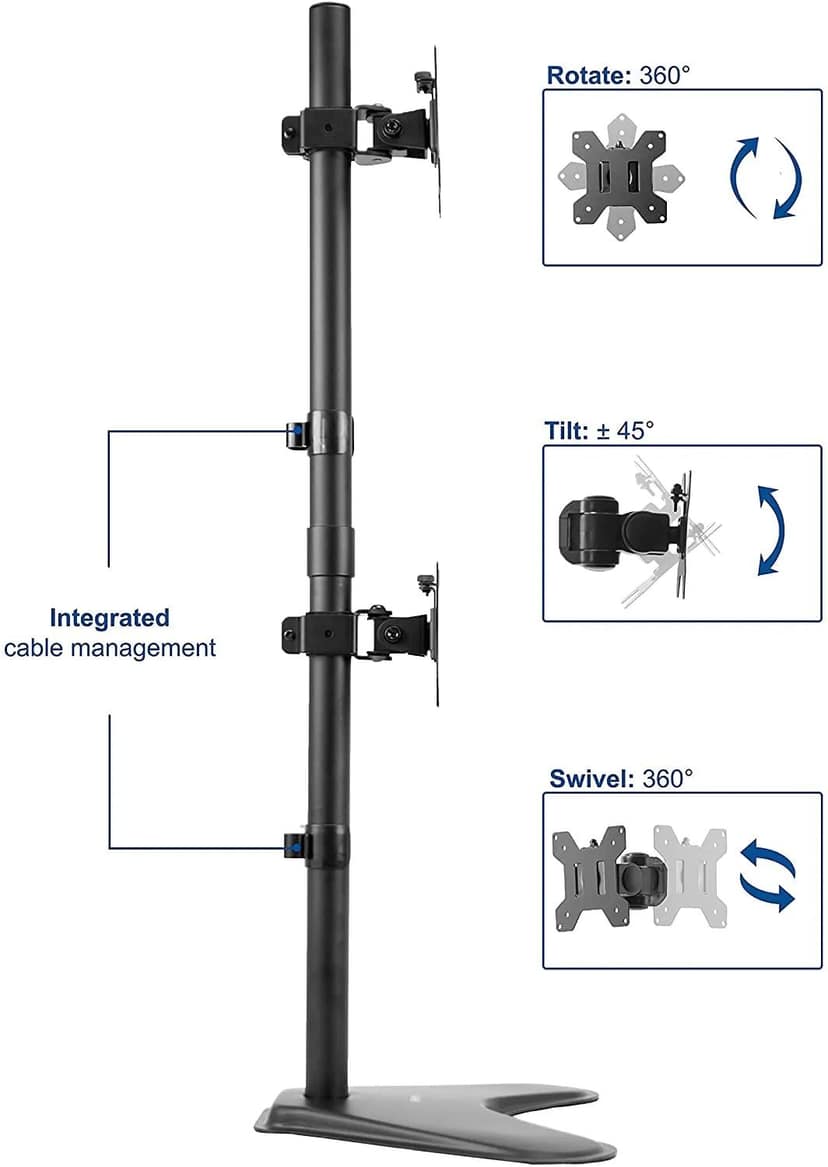 Dual Monitor LED Stand Adjustable Straight Leg Mount for 13"(33.02cm) and 32"(81.28cm) Screens Heavy Duty Desktop Clamp view 7