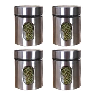 350 ML Clear Glass Steel Window Jars Food Spices Canister for Kitchen tools out layer steel food storage jar (pack of 4)