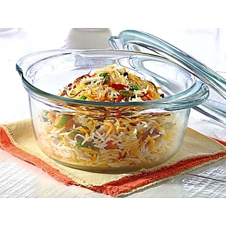 Borosil Glass Casserole Deep Round - Oven and Microwave Safe Serving Bowl with Glass Lid, 2.5L by Mahavir Home Store