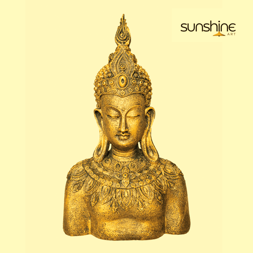 Sunshine Art Rustic Bejeweled Divine Buddha Show Piece for Home Decor | Metallic Showpiece | House Warming |Bedroom Living Room Office Restaurant Decoration Gifts | Eco Friendly and Attractive Handicraft Made in India… view 2
