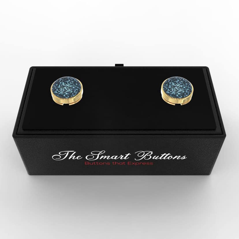 The Smart Buttons - Shirt Button Cover Cufflinks for Men - Blue Water Design Pattern view 9