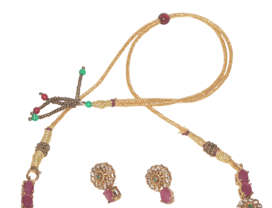 Ruby Necklace Set with Floral Accents view 4