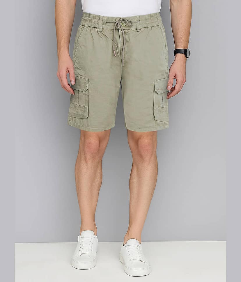 plounge Off-White Cotton Blend Men's Shorts ( Pack of 1 )