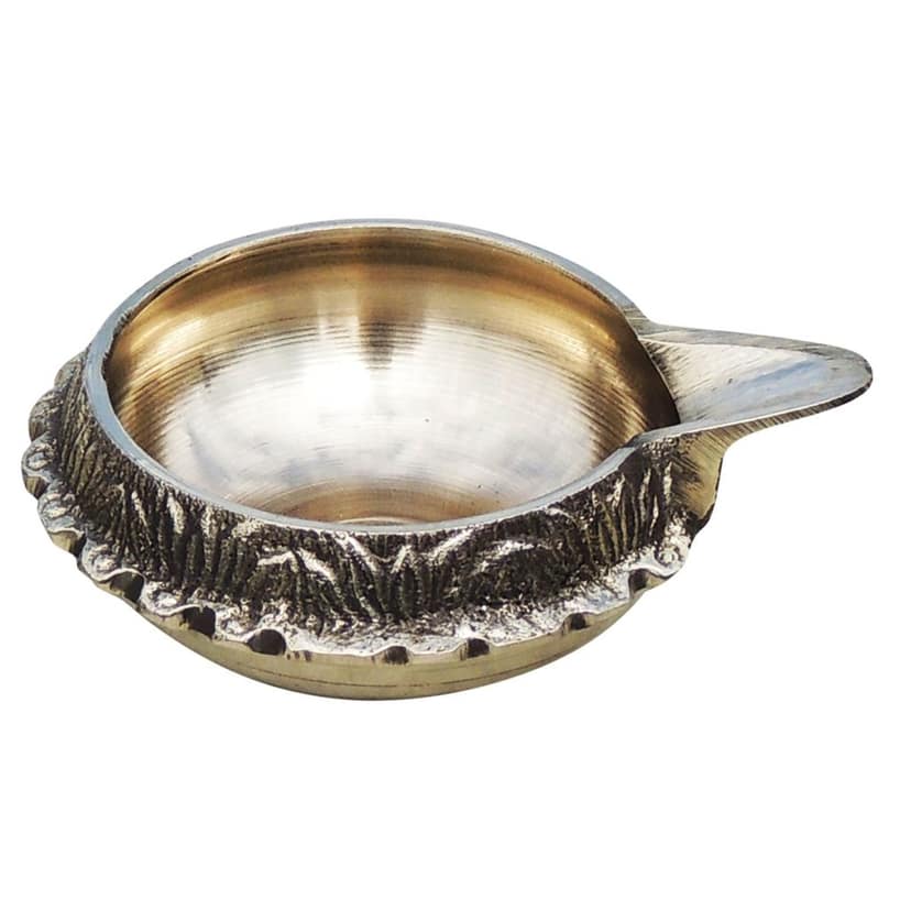 Brass Table Decor Oil Lamp Kuber Deepak - Antique Finish Oil Lamp for Home D?cor, Height : 1.3 Inch (ZMAS140 E) view 2