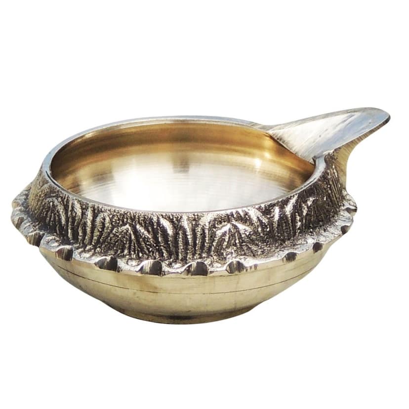 Brass Table Decor Oil Lamp Kuber Deepak - Antique Finish Oil Lamp for Home D?cor, Height : 1.3 Inch (ZMAS140 E) view 3