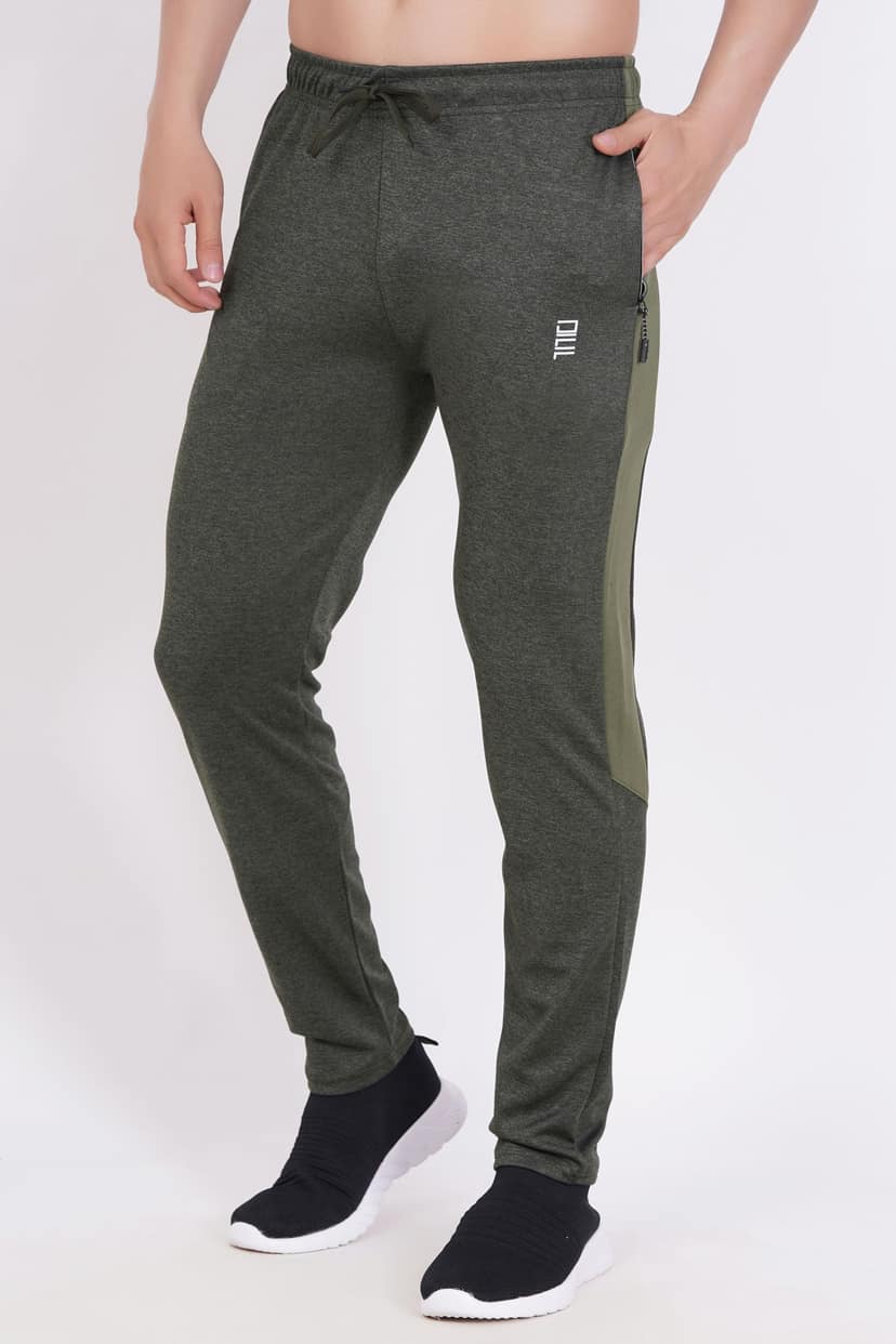Men's Activewear Olive Track Pants with Drawstring and Zippered Pockets 1 set view 4