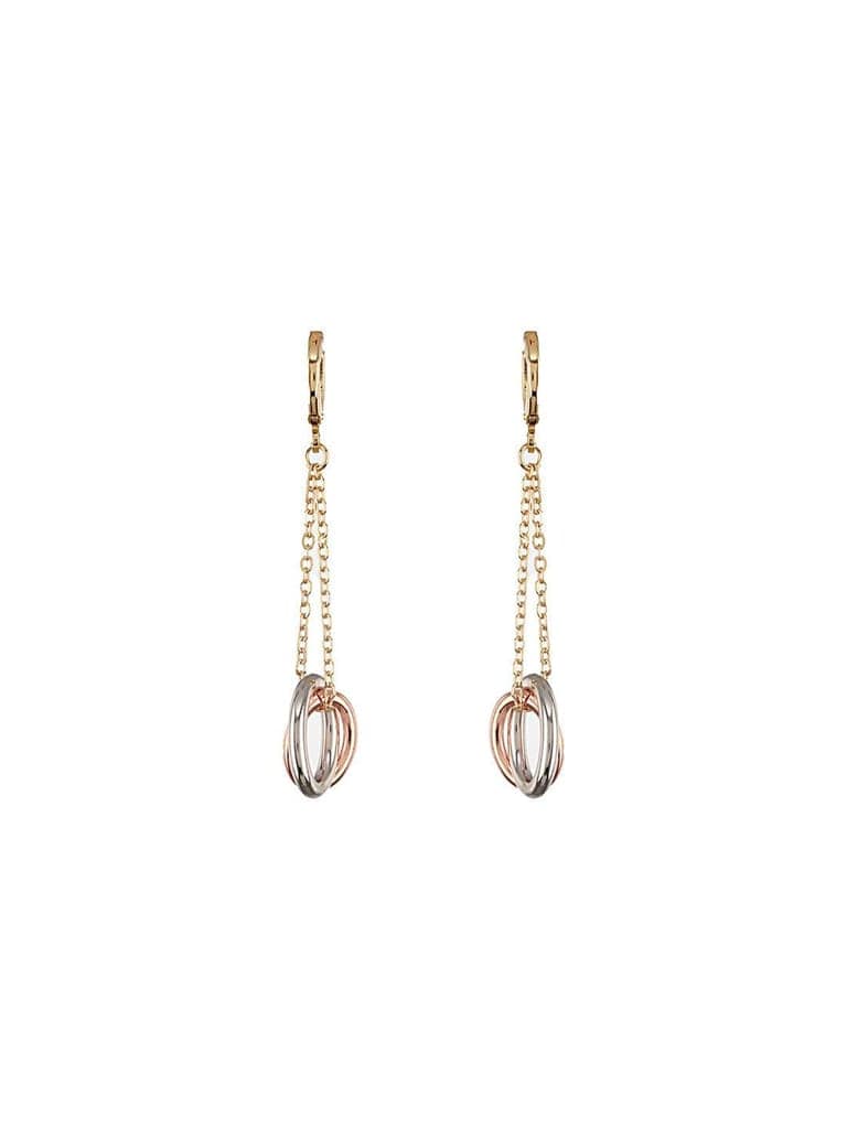 Anti-Tarnish Rose Gold Plated Concentric Chain Drop earrings view 4