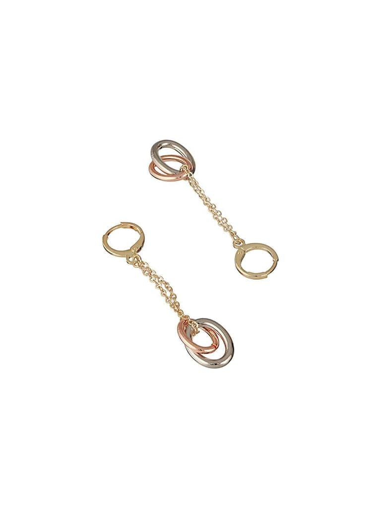 Anti-Tarnish Rose Gold Plated Concentric Chain Drop earrings view 5