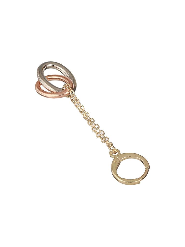 Anti-Tarnish Rose Gold Plated Concentric Chain Drop earrings view 6