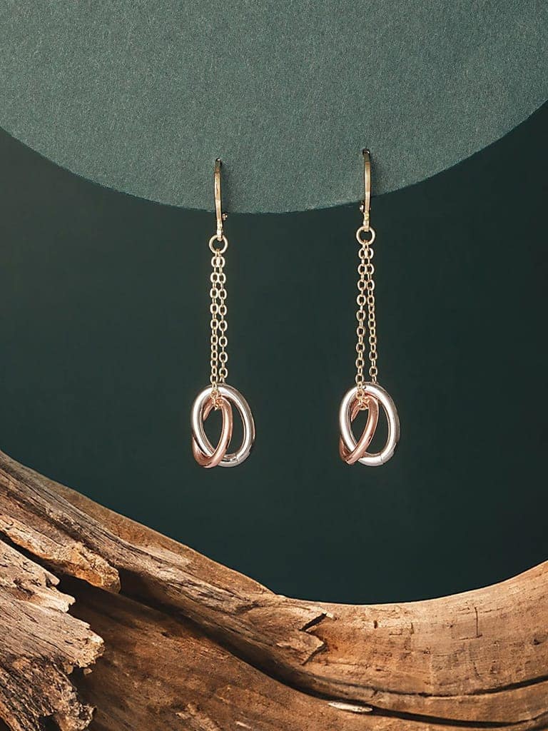 Anti-Tarnish Rose Gold Plated Concentric Chain Drop earrings view 9