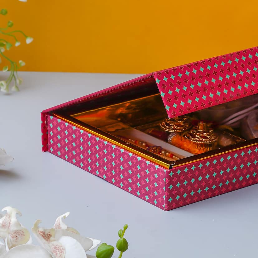 Signature Rakhi Gift Hamper Family Combo (Almond+Cashew+Roli Moli set+4 Rakhis+Greeting Card) view 5