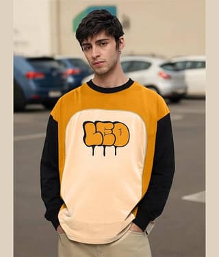 Leotude Men Cotton Blend Regular Fit Printed T-Shirt ( Mustard )