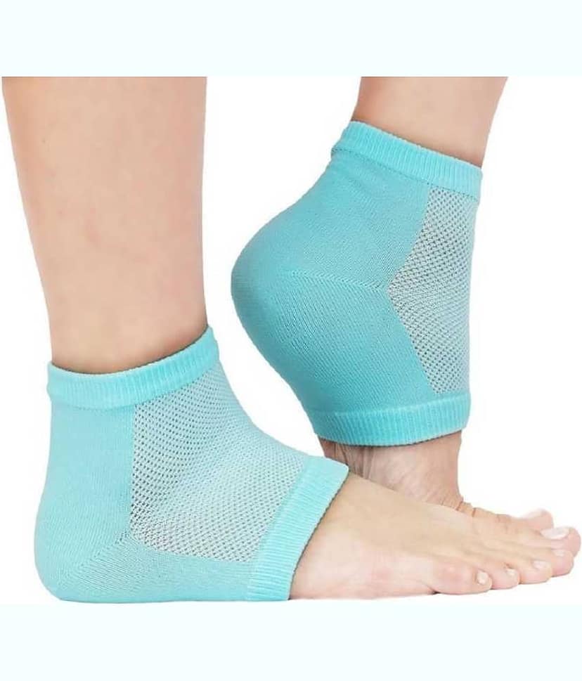 Silicone Gel Pad Socks Heel Support 1 Pair In Blue
