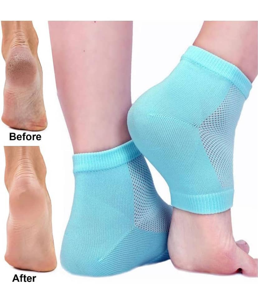 Silicone Gel Pad Socks Heel Support 1 Pair In Blue view 2
