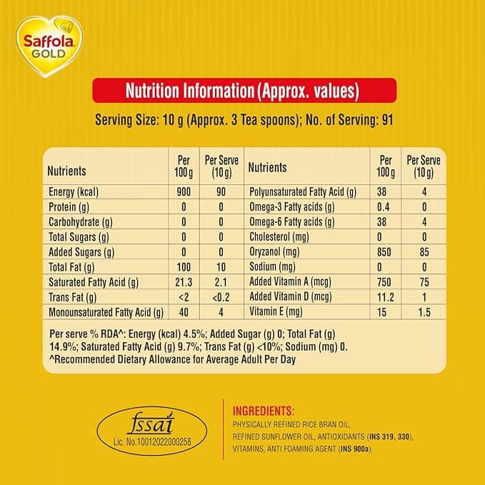 Saffola Gold Oil 1 Ltr view 3
