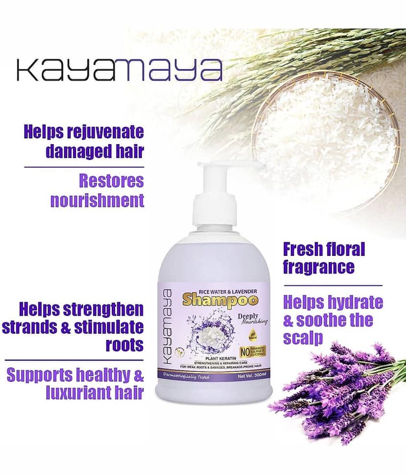 Rice Water Shampoo with Rice Water, Rice Keratin & Lavender Oil - Pack of 3 view 2