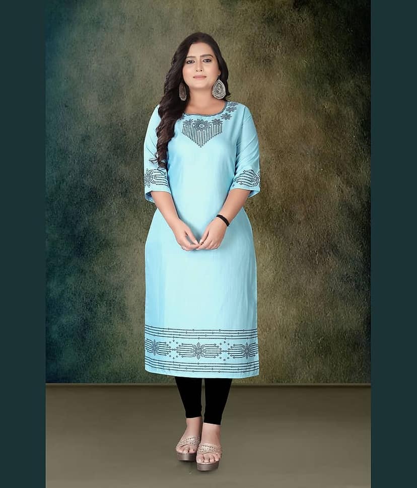 Hetsa Women Rayon Printed A-line Kurti ( Multicolor ) view 2
