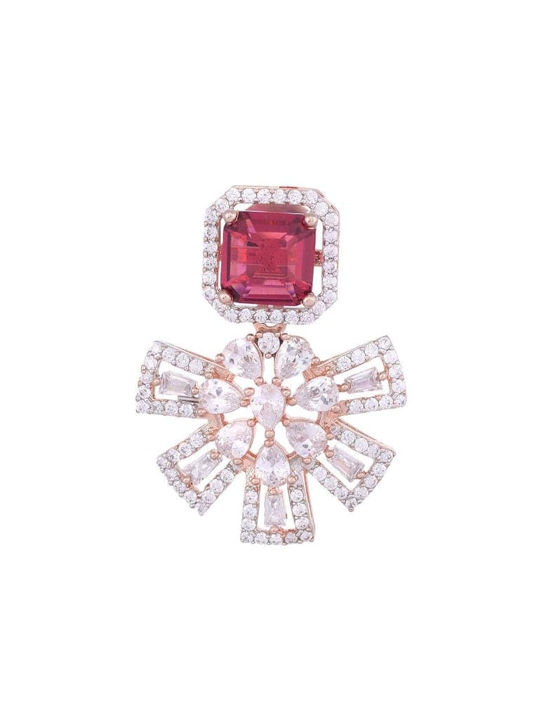 Exquisite Ruby Floral design red earrings Rose gold plated AD studded view 3