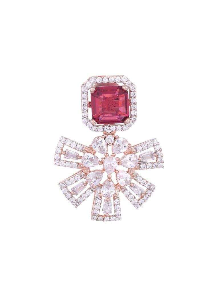 Exquisite Ruby Floral design red earrings Rose gold plated AD studded view 4