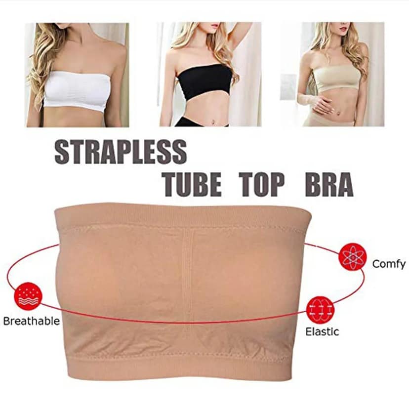 Chintels Women's Girl's Spandex Removable Padded & Non Wired Seamless Tube Bra Pack of 1 view 5