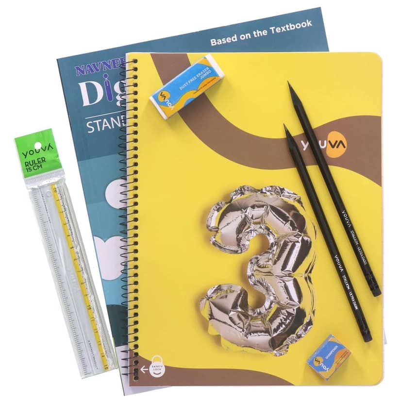 Navneet Youva Happiness Combo Economics Study Kit 1 (1 Digest + 3 Subject Book + 2 Pencils + Sharpner + Eraser + Scale) view 2