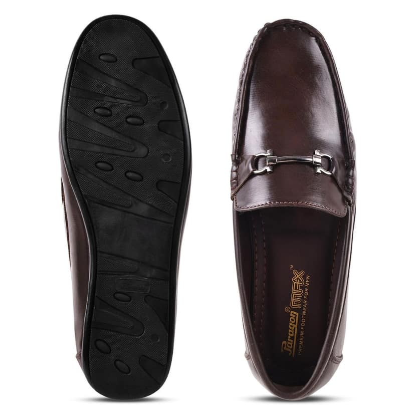 Paragon Brown Formal Slip-On Loafers for Men with Metal Accents view 5