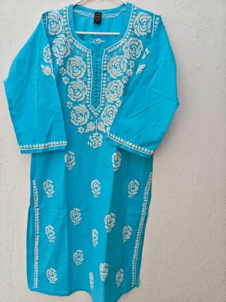 Turquoise Embroidered Kurti - Elegant & Stylish