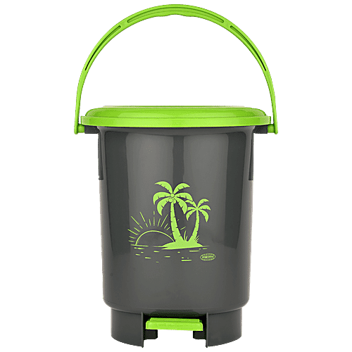 Asian Look Beautiful Dustbin Jr 8 Ltr with Handle - Green, 1 pc