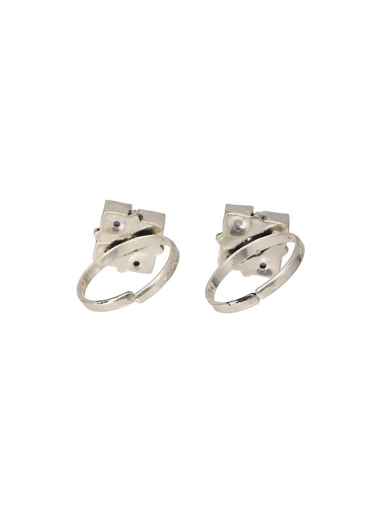 Silver Plated Multi Stone square Toe Ring view 4
