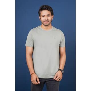 Red Line Mens Green Solid 100% Cotton Round Neck T-Shirt