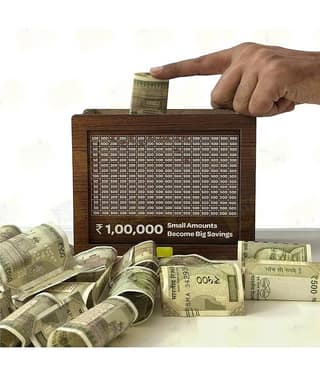 SKYVILLA Wood Brown Piggy Bank ( Pack of 1 )