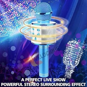 Rechargeable Wireless Bluetooth Karaoke Microphone for Kids | Portable Singing Mic with Built-in Speaker | Voice Effects | LED Lights & Music Playback | Birthday Gift for Boys & Girls Age 3+ view 2