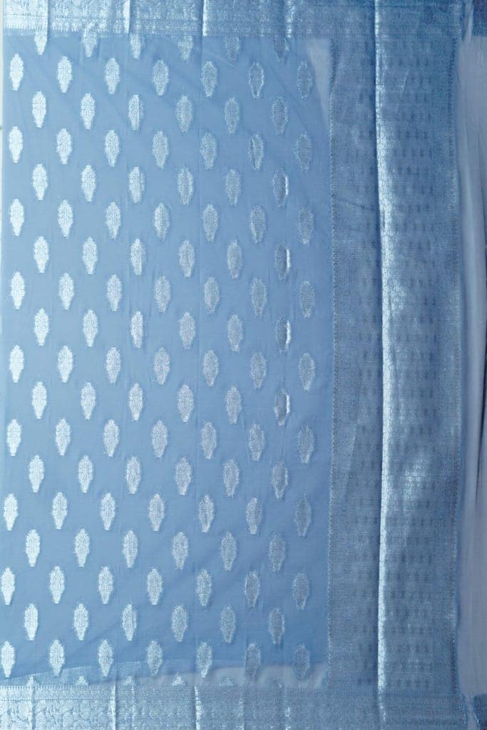 Grey Khaddi Georgette Saree view 4