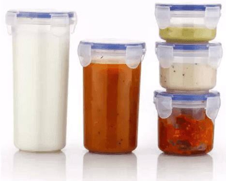 Actilife Plastic Fridge Container - 110 ml, 160 ml, 210 ml, 400 ml, 500 ml (Pack of 5, White)