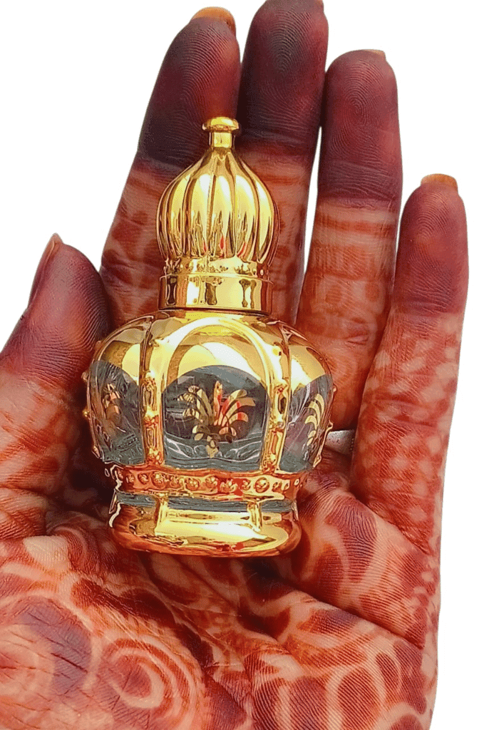 Mii Art Elegant Golden Glass 10ml Gift Bottle by Mii Art – Vintage-Style Refillable Attar Vial for Special Occasions (pack of 2 pcs) view 6