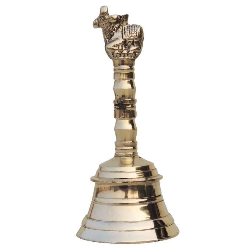 Brass Pooja Hand Bell, Nandi Ghanti, Height : 3.7 Inch (FMAS681 B) view 2