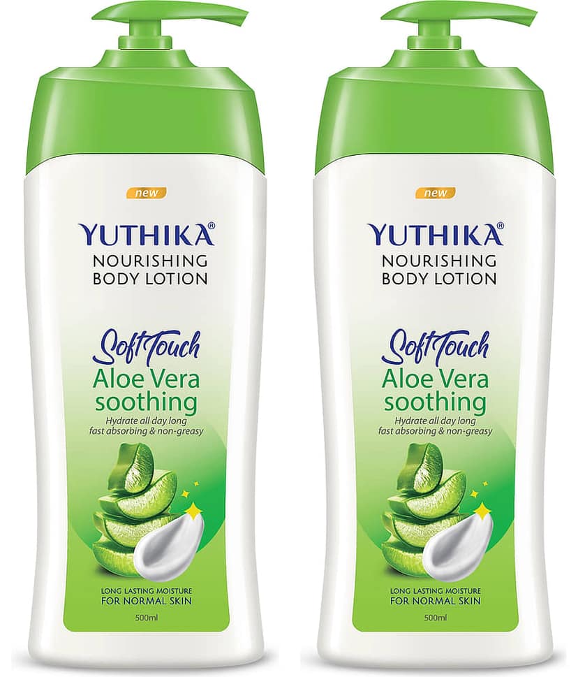 Yuthika Aloe Vera Body Lotion 500ml Pack of 2, Instant Hydration, Fast Absorbing & Long Lasting Nourishing Body Lotion