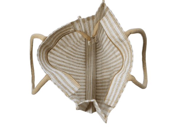 Jute Tote Bag with Magnetic Closure and Reinforced Stitching view 2