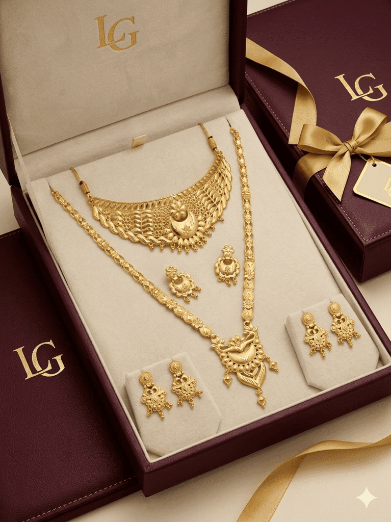 Traditional Indian Bridal Gold Necklace Combo Set view 2