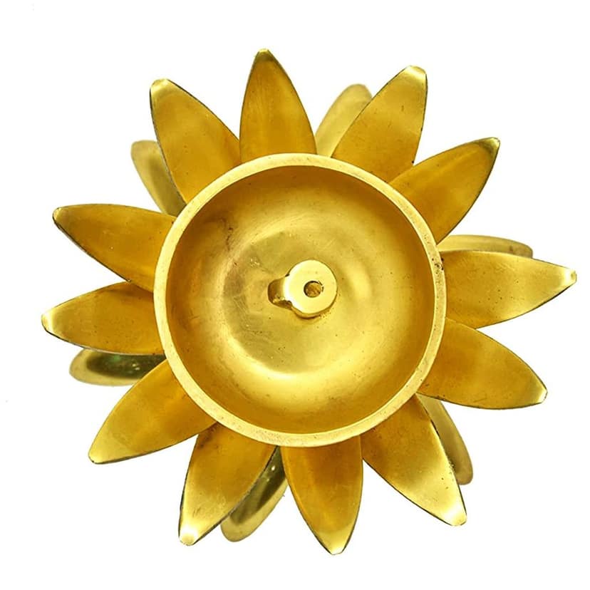 Brass Table Decor Kamal Deepak, Oil Lamp - Lotus Design Oil Lamp for Temple & Home, Height : 3 Inch (BSMAS1503 A) view 3