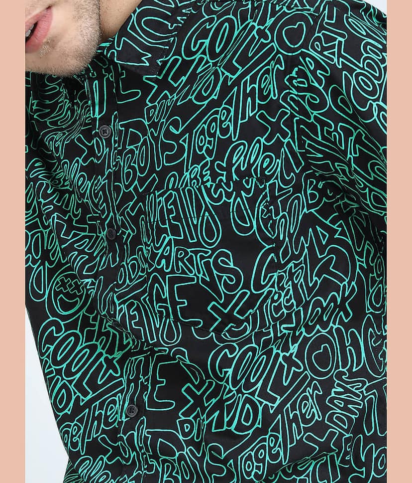 Ketch 100% Cotton Slim Fit Printed Half Sleeves Men's Casual Shirt - Black ( Pack of 1 ) view 5
