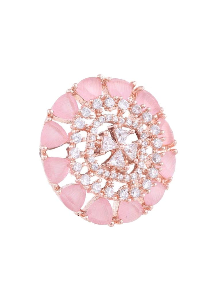Subtle Light pink tops Rose Quatz studs AD handcrafted rose gold plated earrings view 4