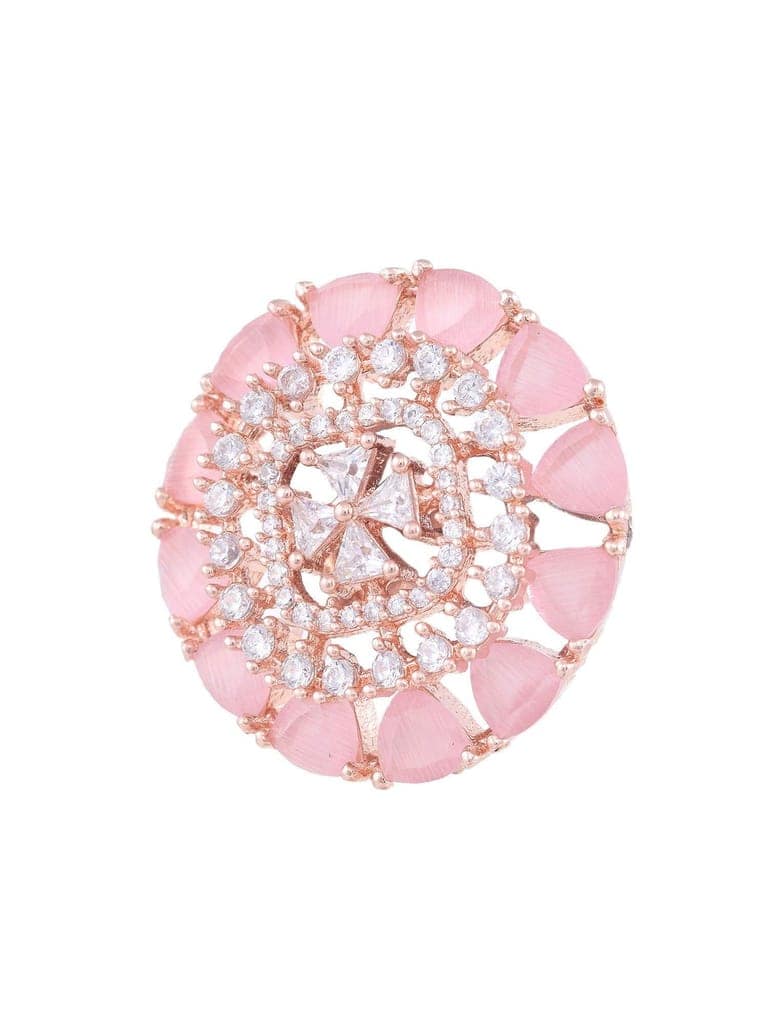 Subtle Light pink tops Rose Quatz studs AD handcrafted rose gold plated earrings view 6
