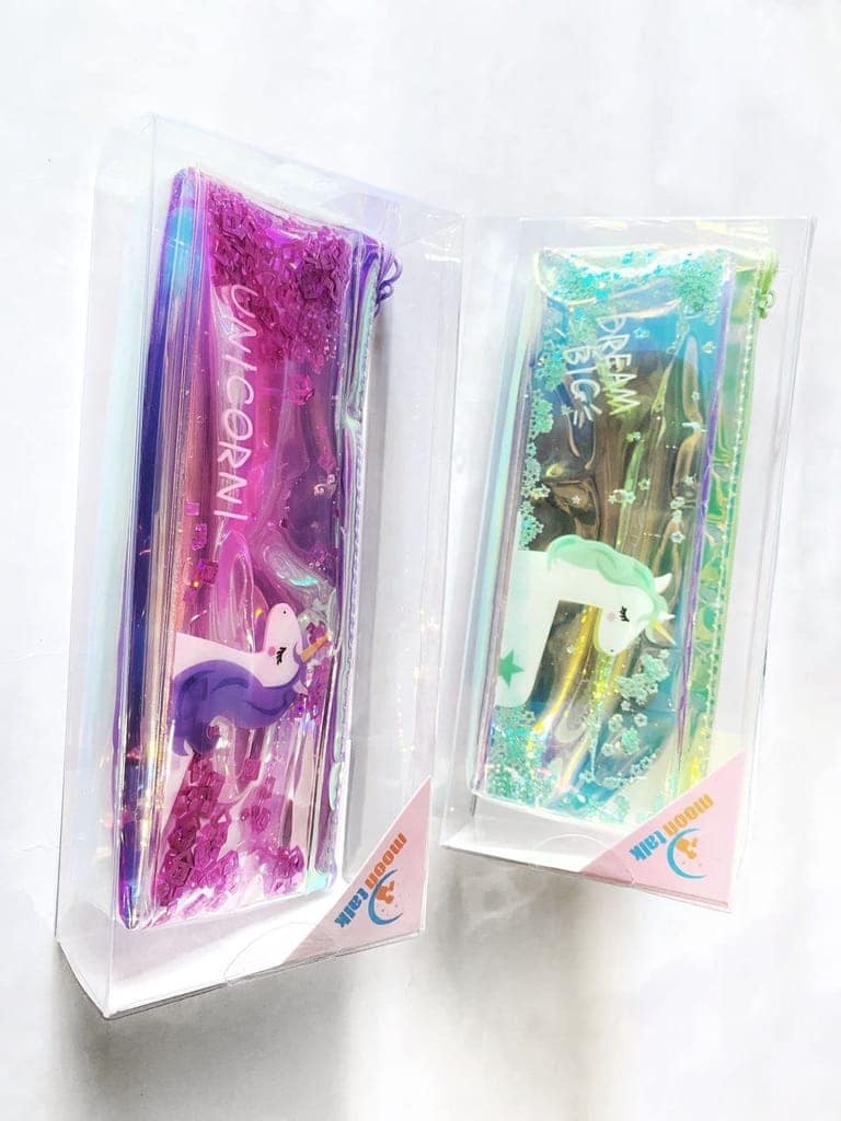 GOKULAM Cute Water Glitter Fur Pouch for Stationery and Makeup Accessories(Assorted Color),Set of 1 view 2