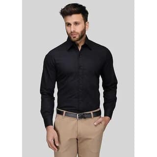Baleshwar Men Black Solid Formal Shirt (Pack of 1 )