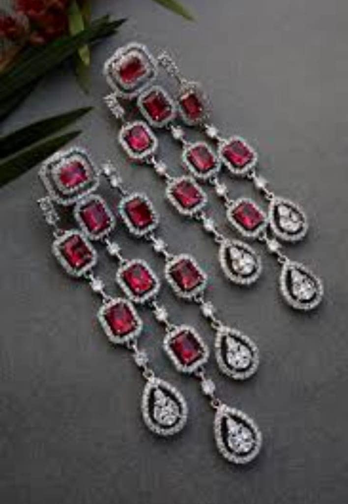 Beautiful American diamond earring set view 2