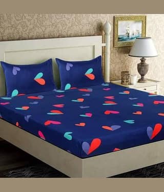 Neekshaa Glace Cotton 1 Double Bedsheet with 2 Pillow Covers ( Blue )