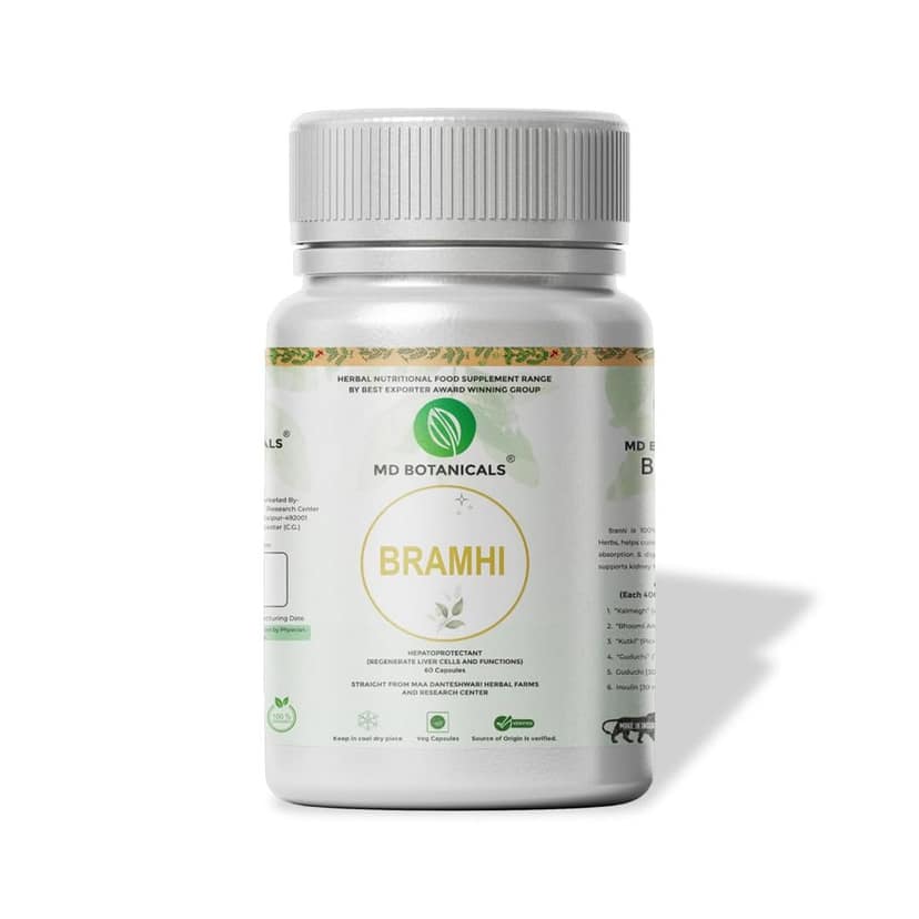 MD Botanicals Brahmi Capsules I For Mental Alertness I Improves Memory Score by 30% I Supports Positive Mood I 100% Natural I 60 Veg Caplets view 2