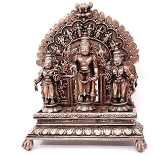 Searchers Paradise - Copper Idols Srinivasa Perumal ,Sridevi , Bhudevi with Dasavadhara Prabhavali,7.2 inches, Copper Handmade 1820 Grams, Patina Antique Finish, Pack of 1 Piece